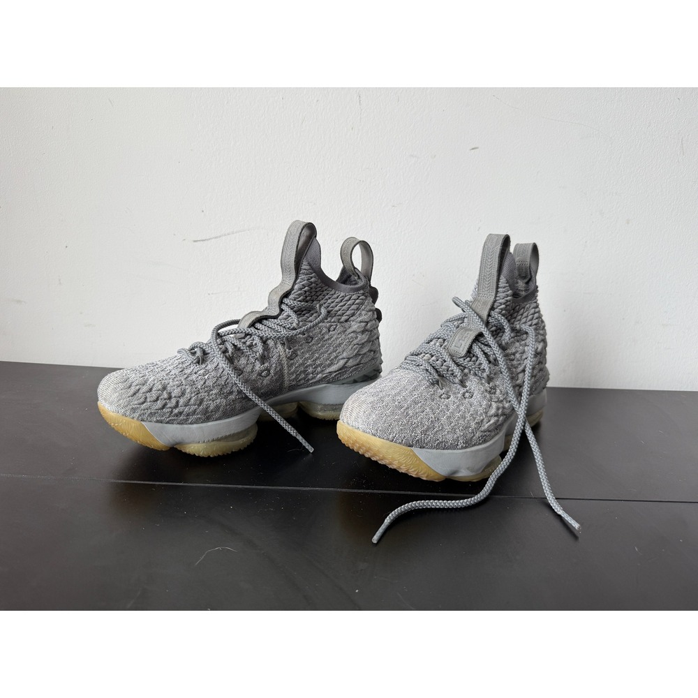 Nike LeBron 15 Wolf Grey Gold Basketball‎ Shoes 897648-005 Youth 6.5 US